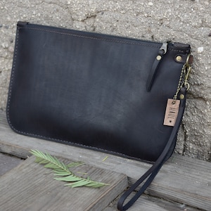 Cartera de cuero pequeño / Bolsa de accesorios / Embrague / Bolsa de cuero hecha a mano / Bolsa de cremallera pequeña / Unisex / Embrague de cremallera / Bolso de hombre