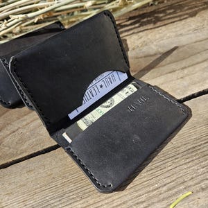 Cartera minimalista de cuero / Tarjetero / Cartera sencilla / Cartera de cuero cosida a mano / Haulet / Día del Padre