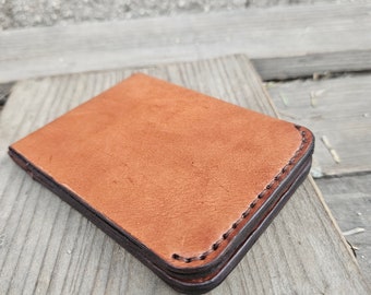 Hand Stitched Bifold Wallet/ Veg tan leather wallet / Simple Leather Wallet