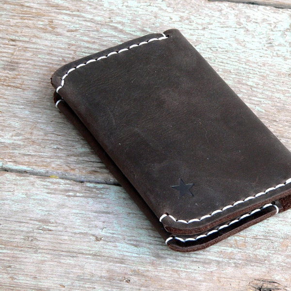 Simple Leather Wallet hand stitched for him or her