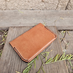 Cartera minimalista de cuero / Tarjetero / Cartera sencilla / Cartera de cuero cosida a mano / Haulet / Día del Padre