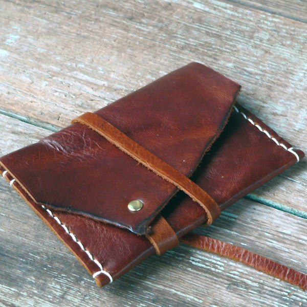 Simple Leather Wallet hand stitched Unisex