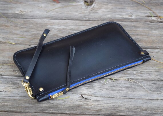 Leather LeatherAccessory Pouch Hand Stitched Leather Leather Clutch Pencil case Zipper Clutch Large Wallet Feral Empire