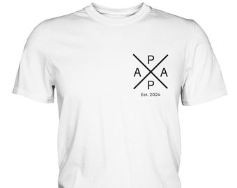 Personalisiertes T-Shirt Papa Monogram (1)- Schwarze Schrift Vater Vatertag Geburtstag Geburt Kind Familie personalisiertes Geschenk für IHN