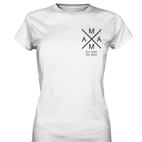 Personalisiertes T-Shirt Mama Monogram (1)- Schwarze Schrift  Mum Mutter Muttertag Geburtstag Geburt Kind personalisiertes Geschenk für SIE