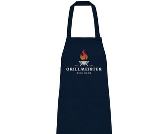 Personalisierte Grillschürze Grillmeister (3)- Grillen BBQ Barbecue Vatertag Geburtstag individuelles Geschenk Männer - Organic Grillschürze