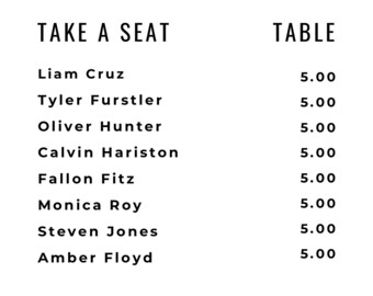 Table Plan Template