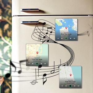 Aangepaste muziek koelkastmagneet, gepersonaliseerd waar het allemaal begon kaart, gepersonaliseerd waar het allemaal begon, muziekmagneet speelt lied, kaart magneet cadeau