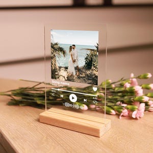 Personalised Song Music Plaque Thick Customized Acrylic Song Plaque with Any Photo Song Any Playlist Music Gift Music Prints Anniversary
