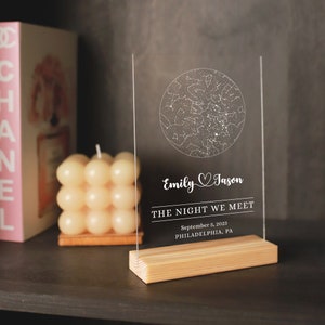 Targa personalizzata con mappa stellare, La notte che ci siamo incontrati, Coordinate personalizzate Mappa del cielo notturno, Regalo di coppia, Anniversario, Regalo di nozze