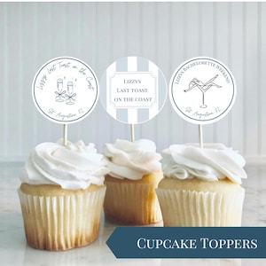 Último brinde na despedida de solteira da costa para imprimir cupcakes | Editável no Canva