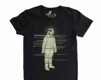 Astronaut t-shirt, astronaut, space theme, space tshirt, spaceman, gold astronaut, silkscreen, screenprint, womens tee, women's tshirt