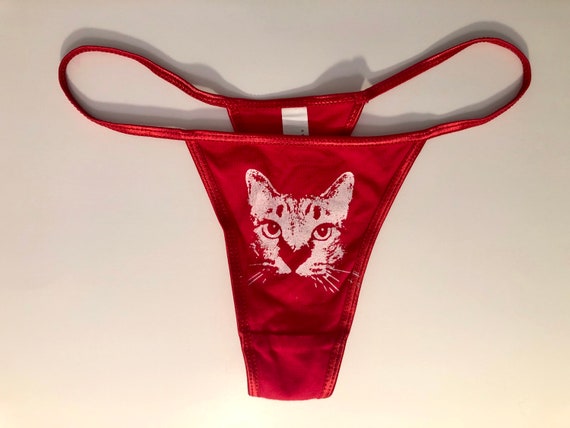 Cat Underwear, Red Cat Thong, Womens Underwear, Cat Underwear, Kitty Cat  Panties, Red Bikini, Sexy Thong, 1AEON Red Thong, Size M 