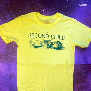 The Second Child closed eyes t-shirt loose fit, neon yellow, construction yellow image 2