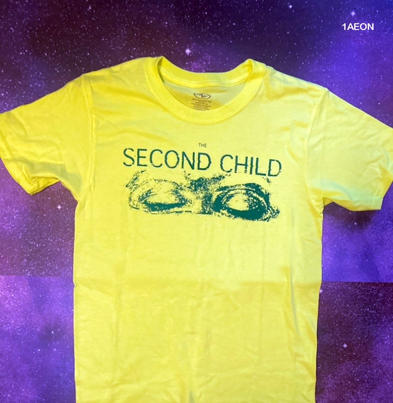 The Second Child closed eyes t-shirt loose fit, neon yellow, construction yellow image 2