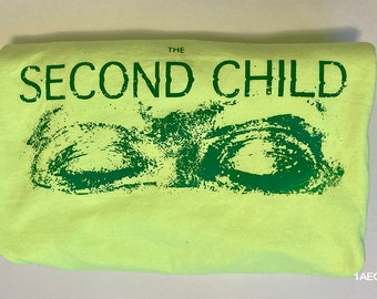 The Second Child closed eyes t-shirt- loose fit, neon yellow, construction yellow