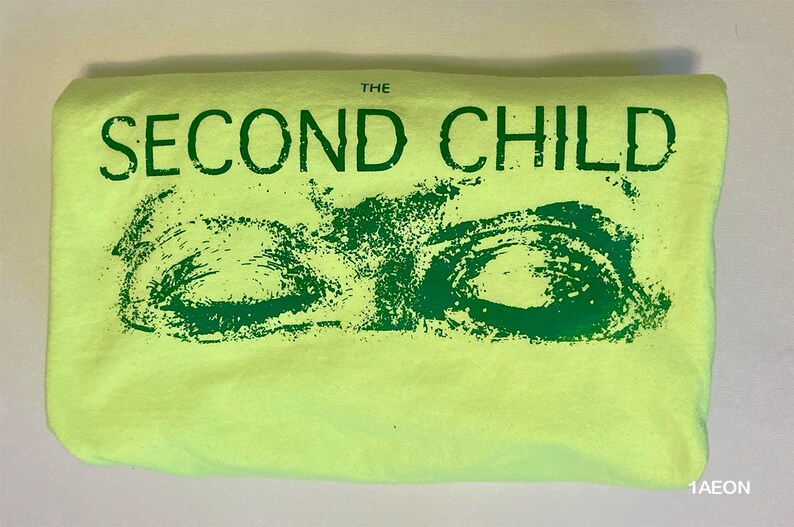 The Second Child closed eyes t-shirt loose fit, neon yellow, construction yellow image 1
