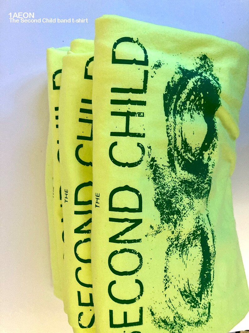 The Second Child closed eyes t-shirt loose fit, neon yellow, construction yellow image 3