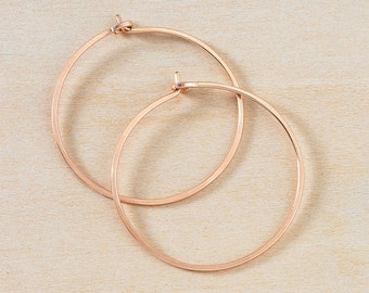 Rose Gold Hoop Earrings, Medium Classic Hoops in Pink Gold, Simple Minimalist Rose Gold Earrings, Perfect Everyday Earrings, Gift for Her