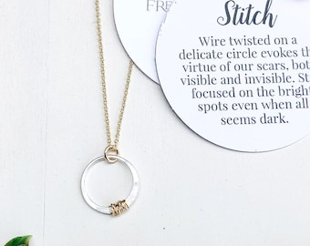 Empowering Open Circle Necklace: Dainty Minimal Pendant for Strong Women, Survivors & Fighters