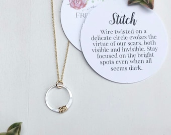 Inspirational Necklace, Open Circle Pendant, Dainty Minimal Necklace, Strong Female Necklace, Survivor Gift