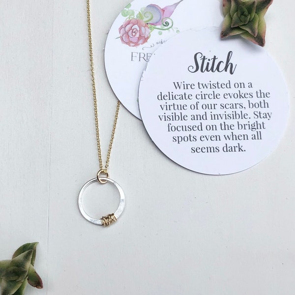 Inspirational Necklace, Open Circle Pendant, Dainty Minimal Necklace, Strong Female Necklace, Survivor Gift