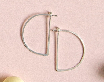 Small Geometric Hoops, Minimal Hoop Earrings, Modern Minimalist Jewelry, Earrings for Work, Small Gold Hoops