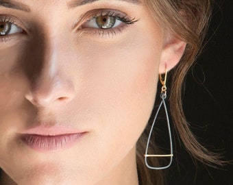 Black & Gold Statement Earrings, Travel Earrings, Outdoors-Inspired Earrings, Mixed Metal Earrings
