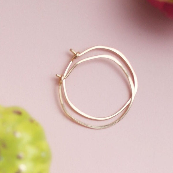 Organic Circle Hoop Earrings, Small Minimalist Hoops, Simple Earrings, Wear Everyday Earrings