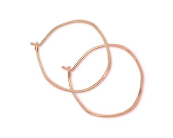 Organic Circle Hoop Earrings, Small Minimalist Hoops, Simple Earrings, Rose gold, Wear Everyday Earrings