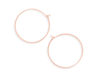 Rose Gold Hoops, Medium Circle Threader Hoops, Handmade Hoops, Rose Gold Filled Handmade Hoop Earrings