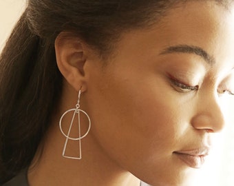 Geometric Statement Earrings, Handmade Hammered Wire Jewelry, Popular Right Now