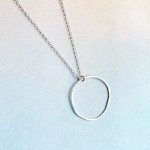Large Circle Pendant Necklace, Boho Statement Necklace, Gold Filled Necklace, Sterling Silver Necklace, Organic Circle Pendant