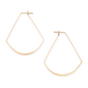 Modern Fan Hoop Earrings in Sterling silver or gold filled, Hammered Minimal Popular Right Now Simple Hoops