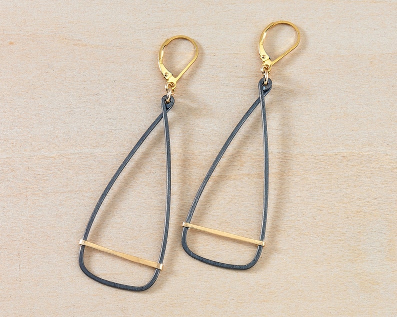 Black & Gold Statement Earrings Travel Earrings Etsy