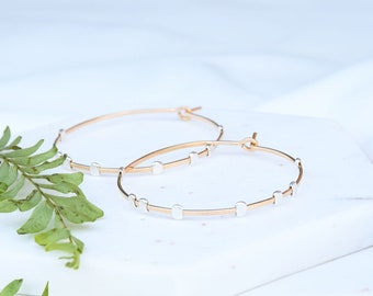 Gold Aesthetic Hoop Earrings, Dainty Circle Hoops, Minimalist Earrings, Mixed Metal Boho Earrings, Unique Handmade Earrings