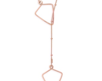 Edgy Geometric Lariat, Chic Long Necklace, Sexy Y Necklace, Rose Gold, Fashionista Jewelry, Date Night Necklace