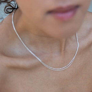Dainty Double Strand Layering Chain Necklace, Sterling Silver Chain Necklace, Two Strand Chain Necklace, Minimal Chain Necklace
