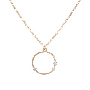 Small Dotted Circle Pendant Necklace, Mixed Metal Circle Jewelry, Silver and Gold Pendant Gold Fill