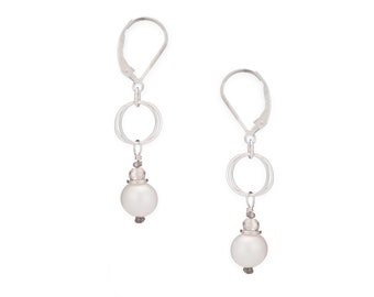 Real Pearl Earrings, Silver Dangle Earrings, Gold Handmade Earrings, Bridal Earrings, Genuine Freshwater White Pearls