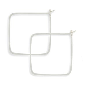 Dainty Geometric Hoop Earrings: Minimalist Hammered Square Design in Sterling Silver or Gold
