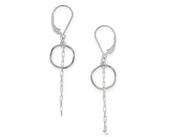 Simple Chain Earrings, Modern Fringe Jewelry, Long Dangle Earrings