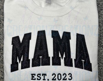 Sudadera bordada personalizada MAMA EST con el año de los niños, regalo personalizado para mamá