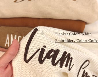Gepersonaliseerde babydeken, aangepaste naam katoengebreide deken|Handgemaakte pasgeboren aandenken | Cadeau voor baby, eerste verjaardagscadeau, ziekenhuisdeken