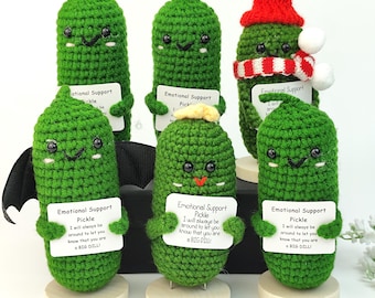 Cute Crochet Cucumber Positive Cucumber Emotional Support Gift Handmade Crochet Cucumber Cute Gift for her