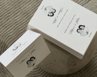 Tarjetas de mesa únicas con fotos de la infancia; Nostalgia