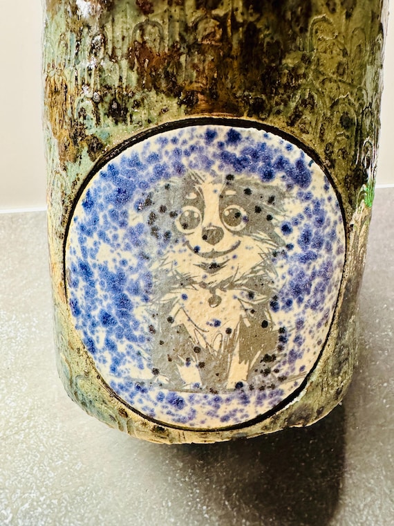 Medium Dog Planter - Blue Dog  (Free US Shipping)