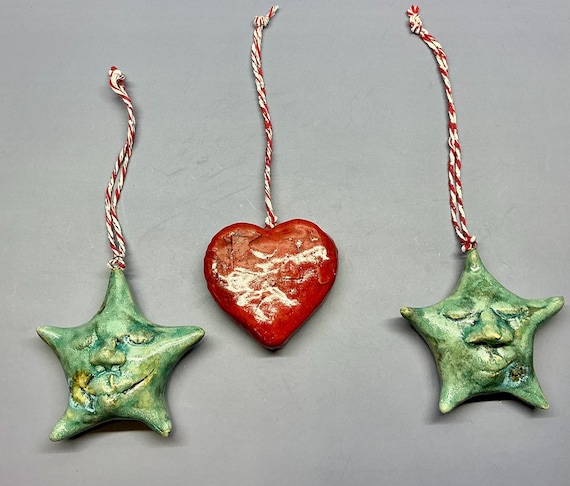 SALE - 3 Handmade Ceramic Ornaments