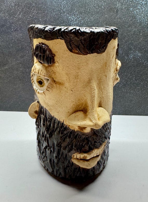 Small  Face Vase -  beard  -  (Free US Shipping)