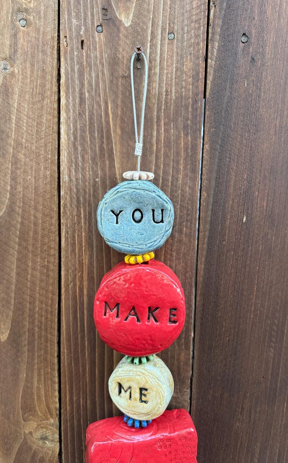 Mud Moments Bell -   You Make Me Smile In Red  (Free US Shipping)